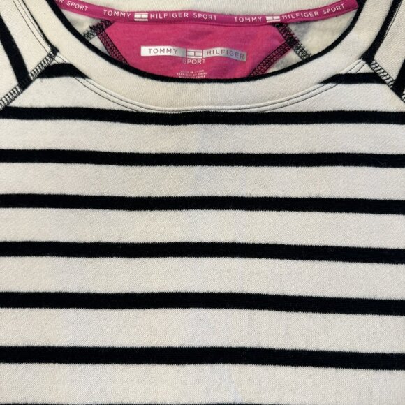 New with Tag Womens Tommy Hilfiger White & Black Striped Soft Sweatshirt Medium - Picture 3 of 5